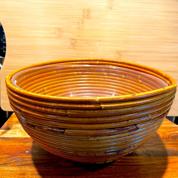 Vintage Mid Century Modern Bamboo Pencil Reed Bowl in style of Gabriella Crespi - Picture 3 of 12